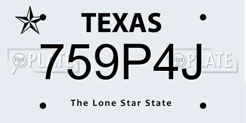 759P4J Texas License Plate