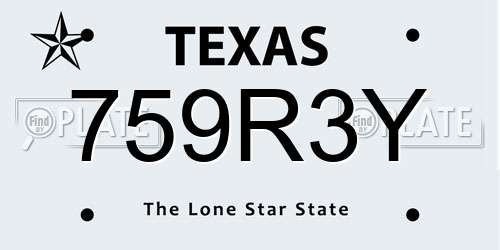 759R3Y Texas License Plate
