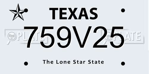 759V25 Texas License Plate