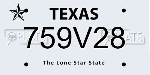 759V28 Texas License Plate
