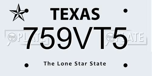759VT5 Texas License Plate