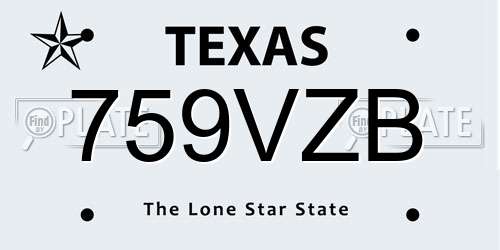 759VZB Texas License Plate