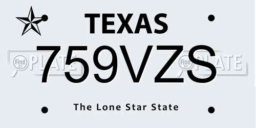759VZS Texas License Plate