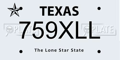 759XLL Texas License Plate