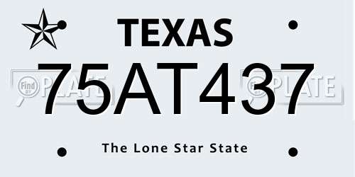 75AT437 Texas License Plate