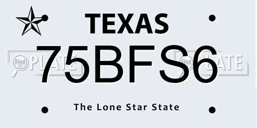 75BFS6 Texas License Plate