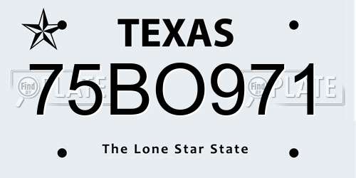 75BO971 Texas License Plate