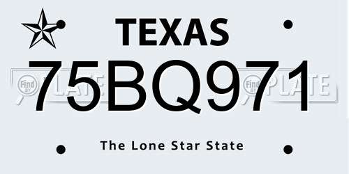 75BQ971 Texas License Plate