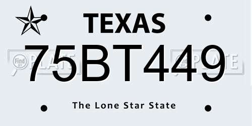 75BT449 Texas License Plate