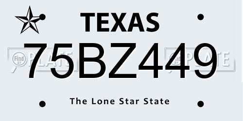 75BZ449 Texas License Plate