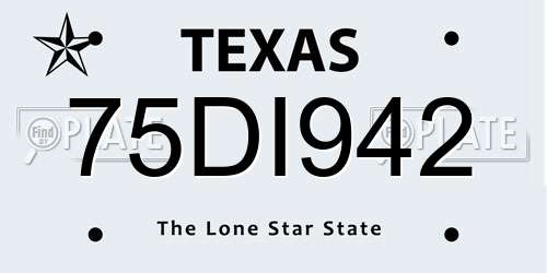 75DI942 Texas License Plate