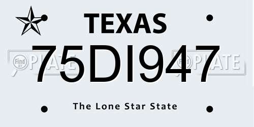 75DI947 Texas License Plate