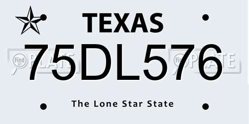 75DL576 Texas License Plate