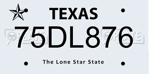 75DL876 Texas License Plate