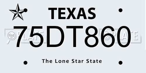 75DT860 Texas License Plate