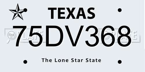 75DV368 Texas License Plate