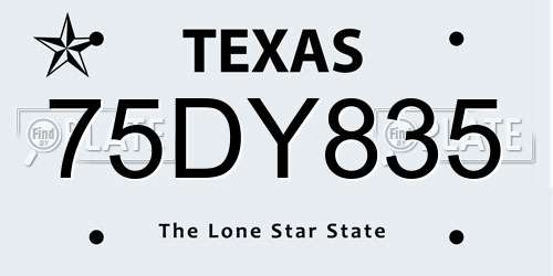 75DY835 Texas License Plate
