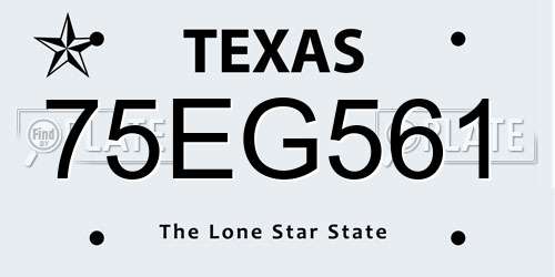 75EG561 Texas License Plate