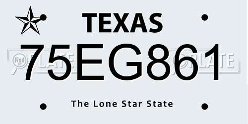 75EG861 Texas License Plate
