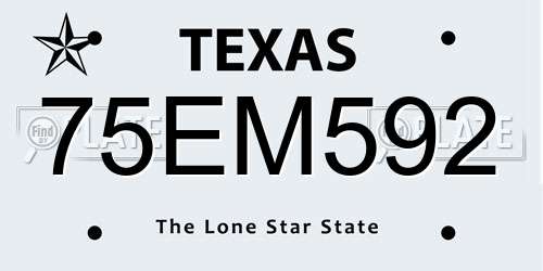 75EM592 Texas License Plate