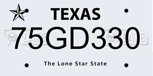 75GD330 Texas License Plate