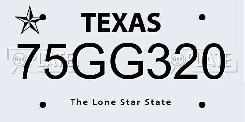 75GG320 Texas License Plate