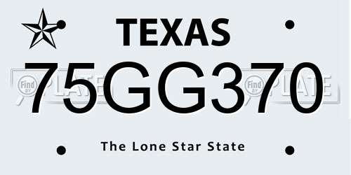 75GG370 Texas License Plate