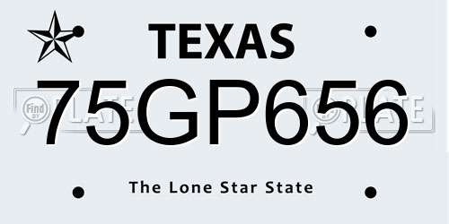 75GP656 Texas License Plate