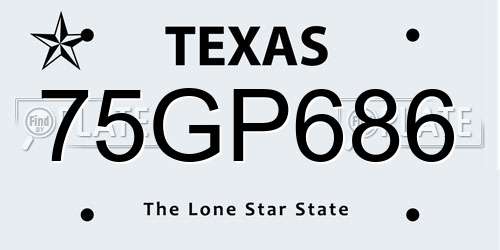 75GP686 Texas License Plate