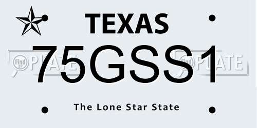 75GSS1 Texas License Plate