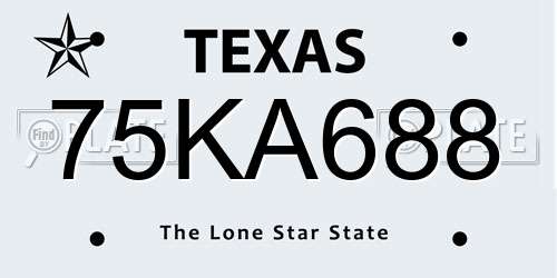 75KA688 Texas License Plate