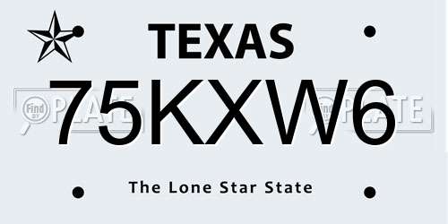 75KXW6 Texas License Plate