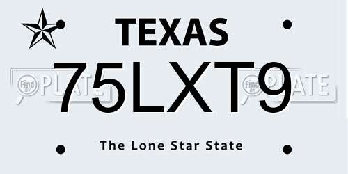 75LXT9 Texas License Plate