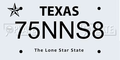 75NNS8 Texas License Plate