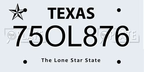 75OL876 Texas License Plate