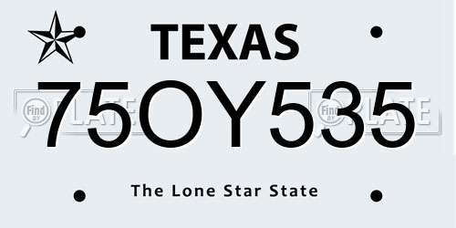 75OY535 Texas License Plate