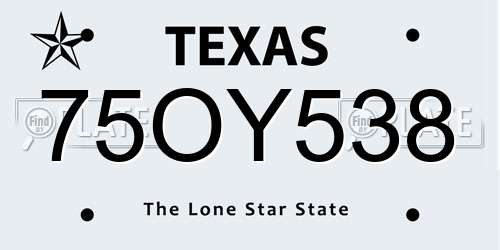 75OY538 Texas License Plate