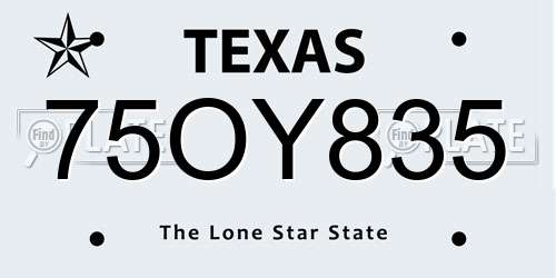 75OY835 Texas License Plate