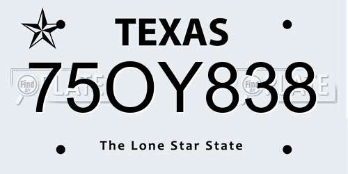 75OY838 Texas License Plate