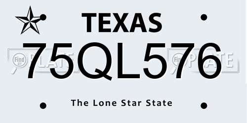 75QL576 Texas License Plate