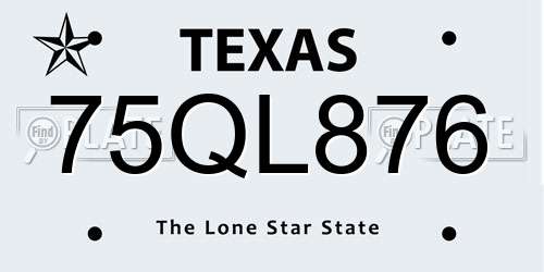 75QL876 Texas License Plate