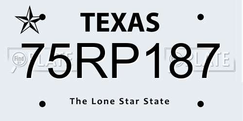 75RP187 Texas License Plate