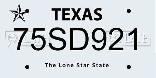 75SD921 Texas License Plate