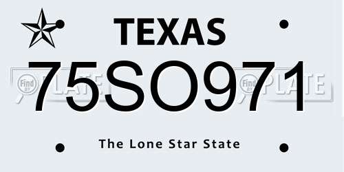 75SO971 Texas License Plate