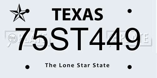 75ST449 Texas License Plate