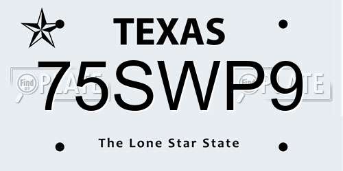 75SWP9 Texas License Plate