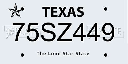 75SZ449 Texas License Plate