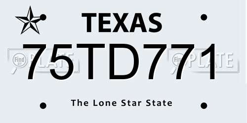 75TD771 Texas License Plate