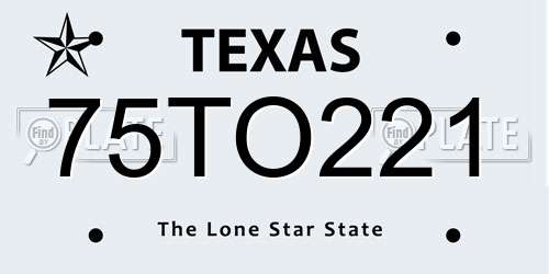 75TO221 Texas License Plate