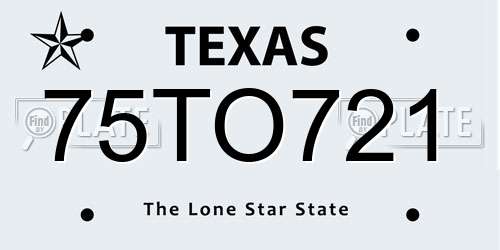 75TO721 Texas License Plate